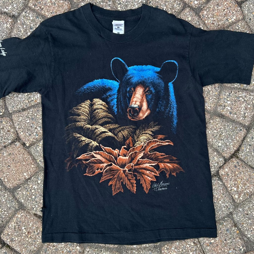 Vintage Single Stitch Bear T Shirt Sz M Moose Horn Lodge Chapleau Ontario